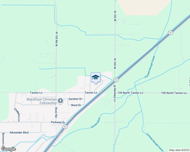 map of restaurants, bars, coffee shops, grocery stores, and more near 2841-2867 Hunters Loop in Blackfoot
