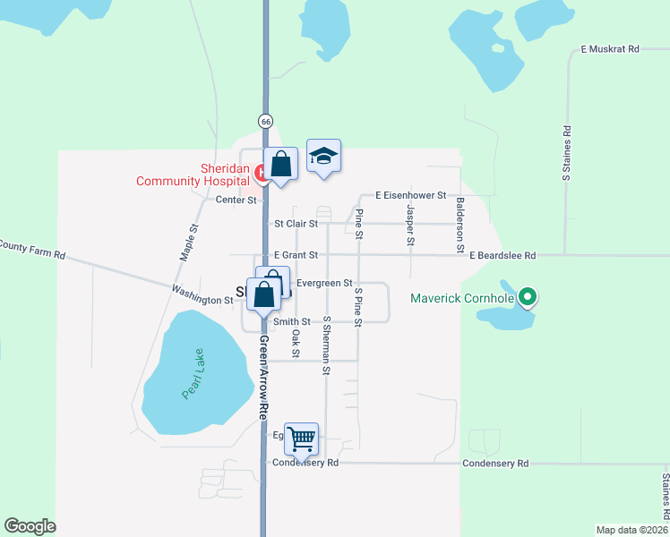 map of restaurants, bars, coffee shops, grocery stores, and more near 318 East Grant Street in Sheridan