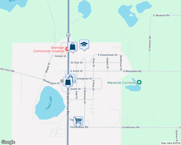 map of restaurants, bars, coffee shops, grocery stores, and more near 318 East Grant Street in Sheridan