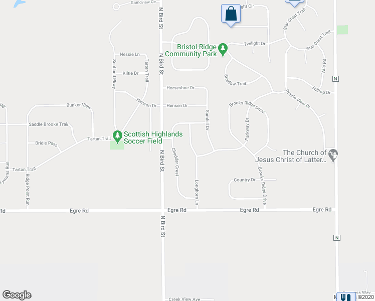 map of restaurants, bars, coffee shops, grocery stores, and more near 6653 Longhorn Lane in Sun Prairie
