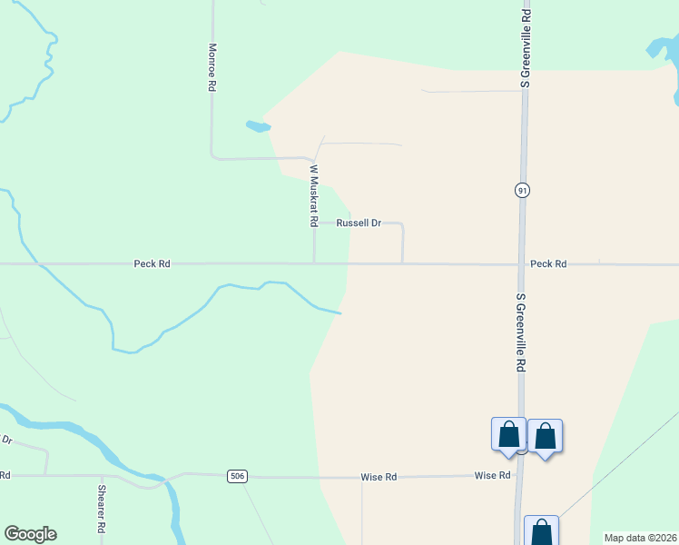 map of restaurants, bars, coffee shops, grocery stores, and more near 9445 Peck Road in Greenville