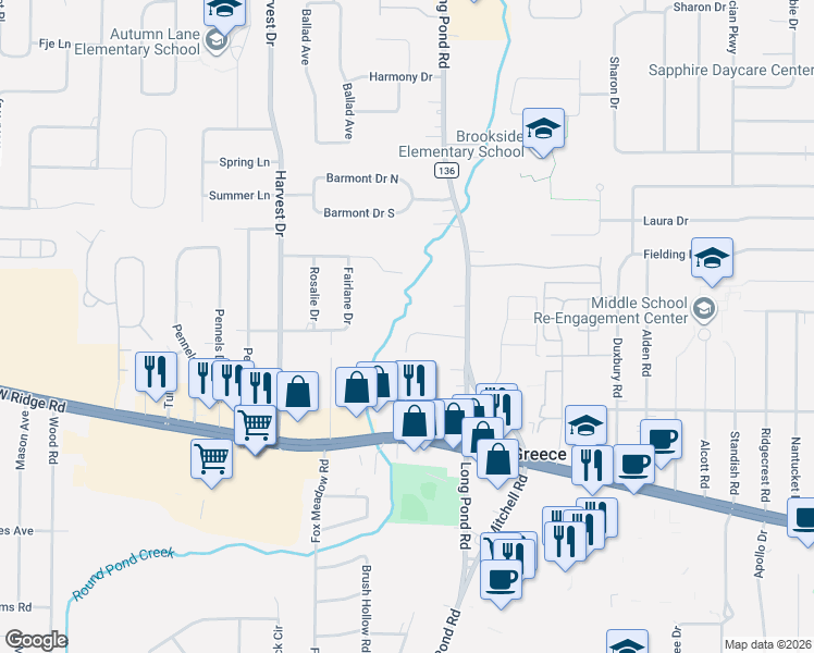 map of restaurants, bars, coffee shops, grocery stores, and more near 60 Spinley Court in Rochester