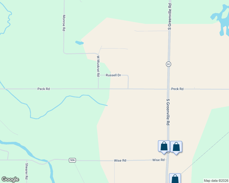 map of restaurants, bars, coffee shops, grocery stores, and more near 9401 Peck Road in Greenville