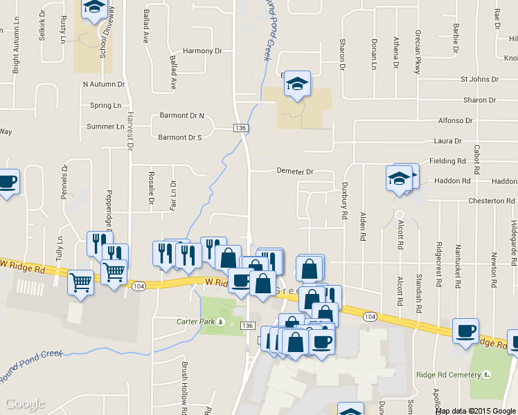 map of restaurants, bars, coffee shops, grocery stores, and more near 1206 Long Pond Road in Rochester