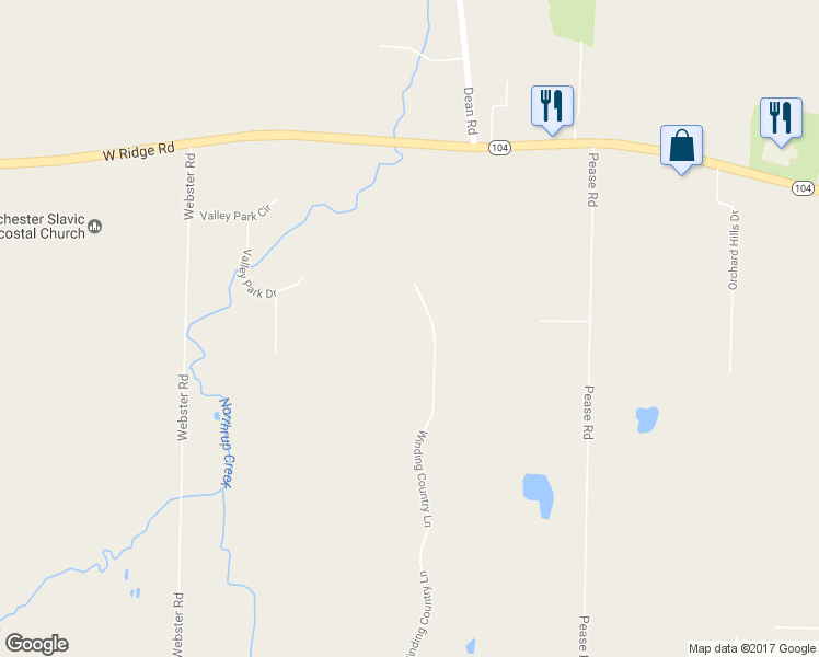 map of restaurants, bars, coffee shops, grocery stores, and more near 55 Winding Country Lane in Spencerport