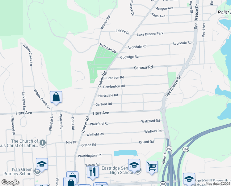 map of restaurants, bars, coffee shops, grocery stores, and more near 112 Hartsdale Road in Rochester