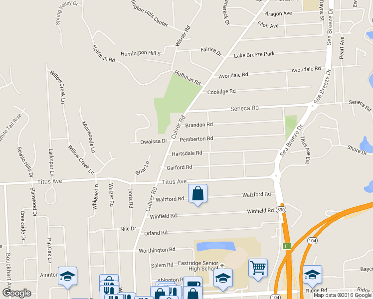 map of restaurants, bars, coffee shops, grocery stores, and more near 60 Hartsdale Road in Rochester