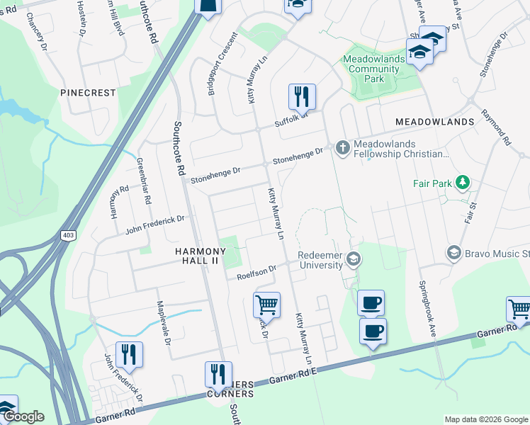 map of restaurants, bars, coffee shops, grocery stores, and more near 67 Holkham Avenue in Hamilton