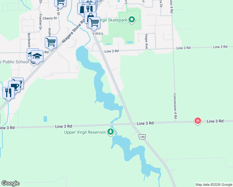 map of restaurants, bars, coffee shops, grocery stores, and more near 1452 Four Mile Creek Road in Niagara-on-the-Lake
