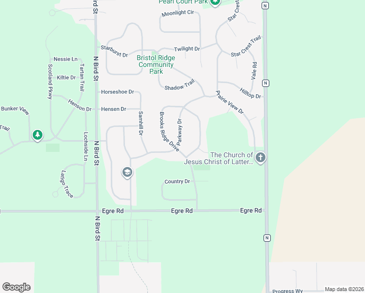 map of restaurants, bars, coffee shops, grocery stores, and more near 6672 Parkway Drive in Sun Prairie