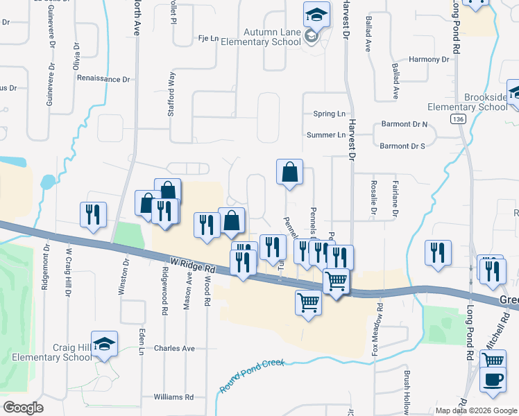 map of restaurants, bars, coffee shops, grocery stores, and more near 50 Flower Dale Drive in Rochester