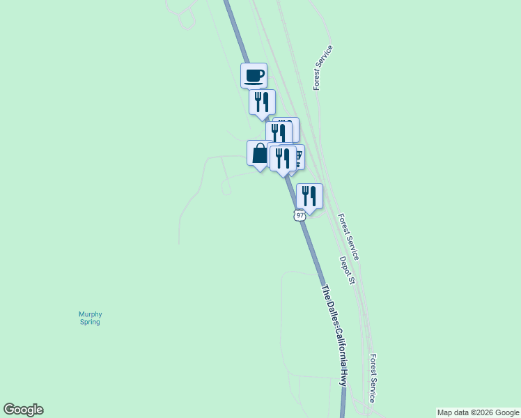 map of restaurants, bars, coffee shops, grocery stores, and more near 109280 U.S. 97 in Chemult