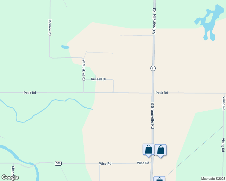 map of restaurants, bars, coffee shops, grocery stores, and more near 9461 Russell Dr in Greenville