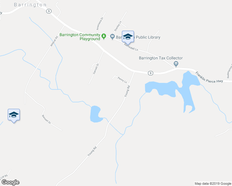 map of restaurants, bars, coffee shops, grocery stores, and more near 48 Young Road in Barrington