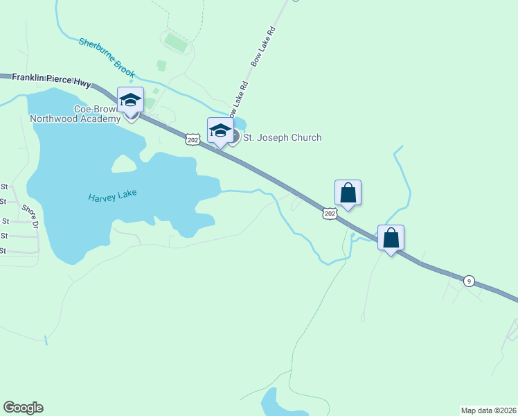 map of restaurants, bars, coffee shops, grocery stores, and more near 38 Harmony Road in Northwood