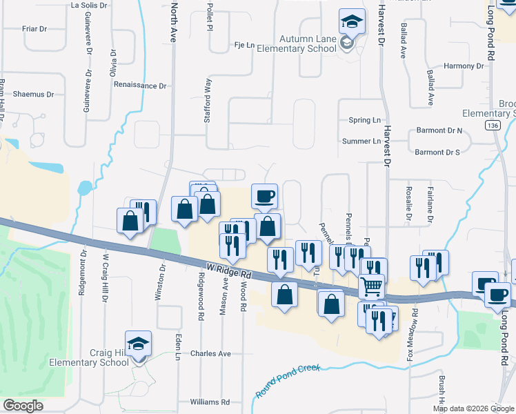 map of restaurants, bars, coffee shops, grocery stores, and more near 3150 West Ridge Road in Rochester