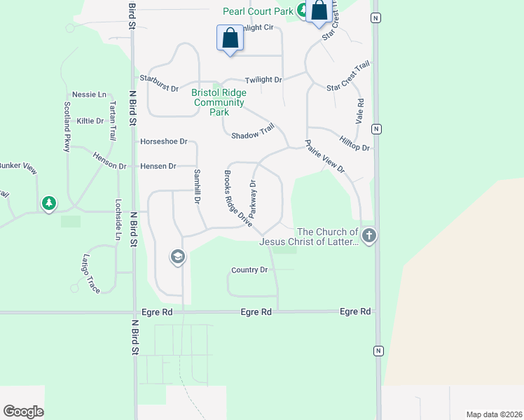 map of restaurants, bars, coffee shops, grocery stores, and more near 6672 Parkway Drive in Sun Prairie