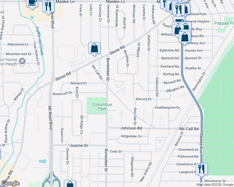 map of restaurants, bars, coffee shops, grocery stores, and more near 41 Lillian Lane in Rochester
