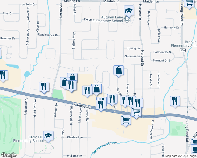 map of restaurants, bars, coffee shops, grocery stores, and more near 44 Flower Dale Circle in Rochester