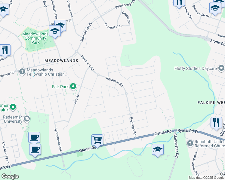 map of restaurants, bars, coffee shops, grocery stores, and more near 190 Vinton Road in Hamilton