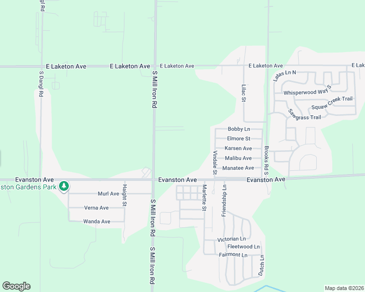 map of restaurants, bars, coffee shops, grocery stores, and more near 2048 South Mill Iron Road in Muskegon