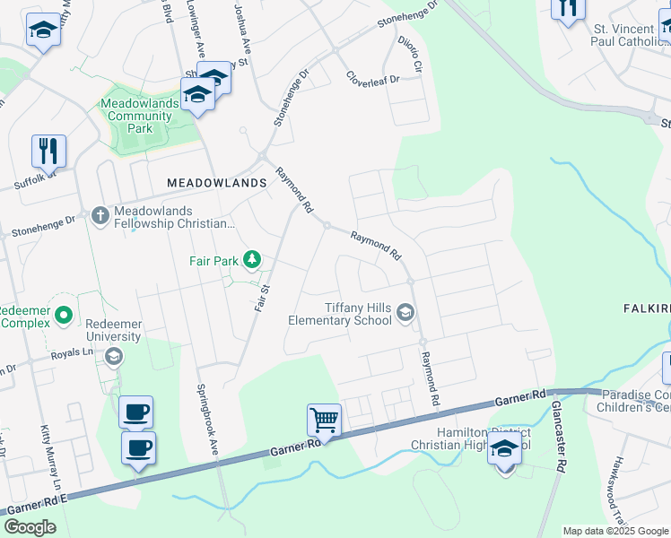 map of restaurants, bars, coffee shops, grocery stores, and more near 76 Vinton Road in Hamilton