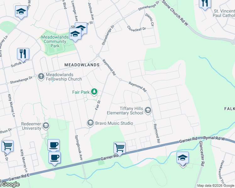 map of restaurants, bars, coffee shops, grocery stores, and more near 61 Irwin Avenue in Hamilton