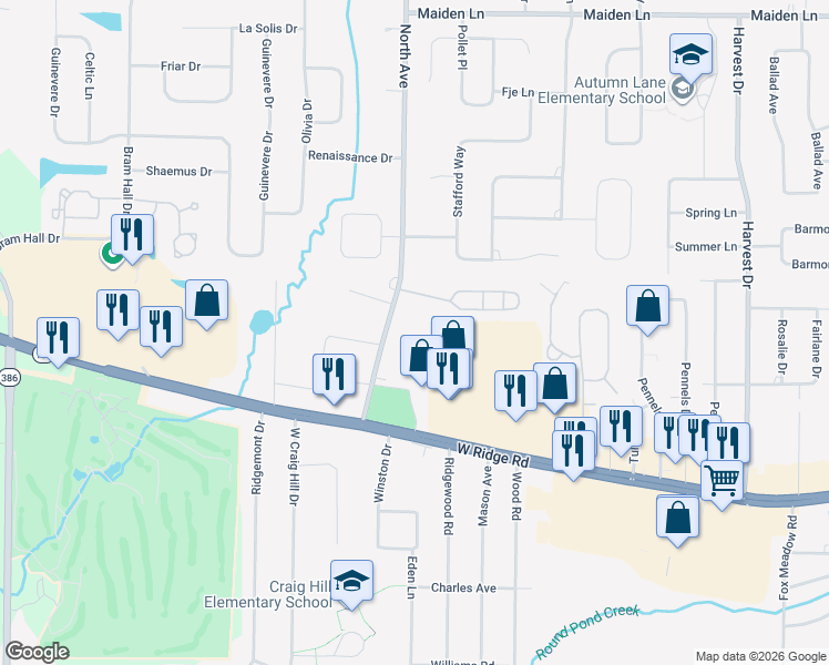 map of restaurants, bars, coffee shops, grocery stores, and more near 352 North Avenue in Rochester
