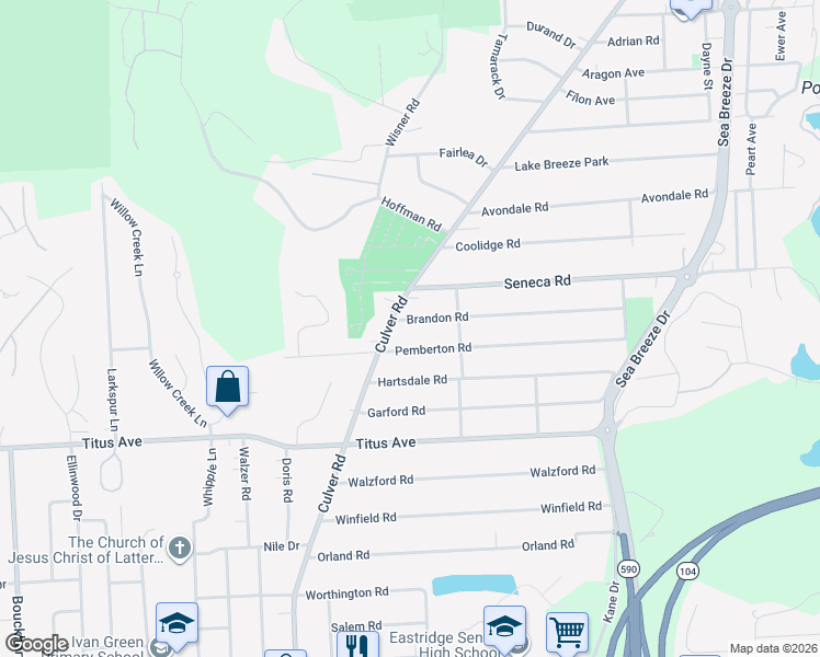 map of restaurants, bars, coffee shops, grocery stores, and more near 183 Brandon Road in Rochester