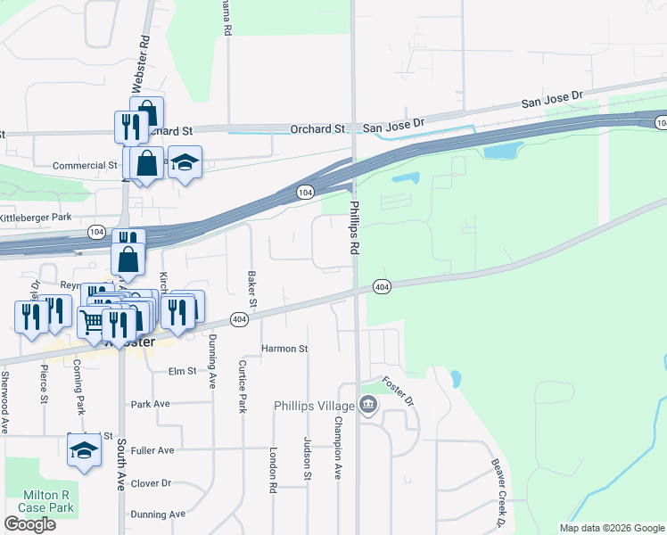map of restaurants, bars, coffee shops, grocery stores, and more near 156 Country Manor Way in Webster