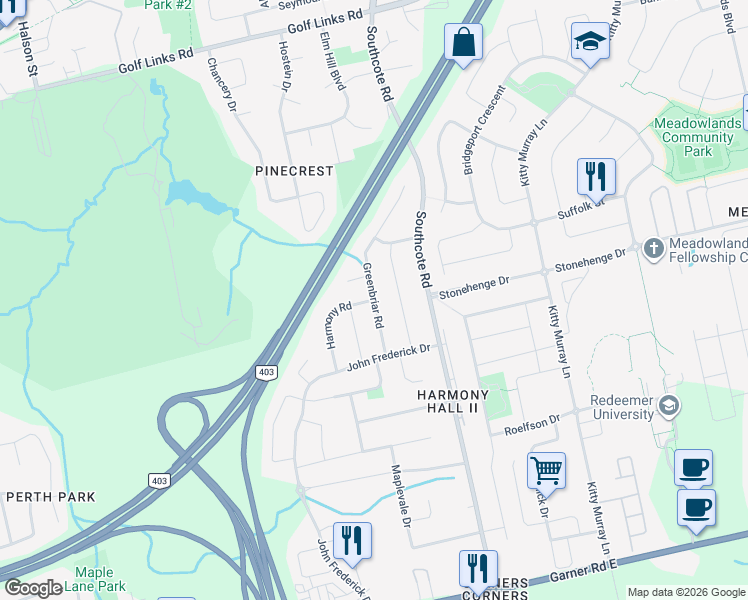 map of restaurants, bars, coffee shops, grocery stores, and more near in Hamilton