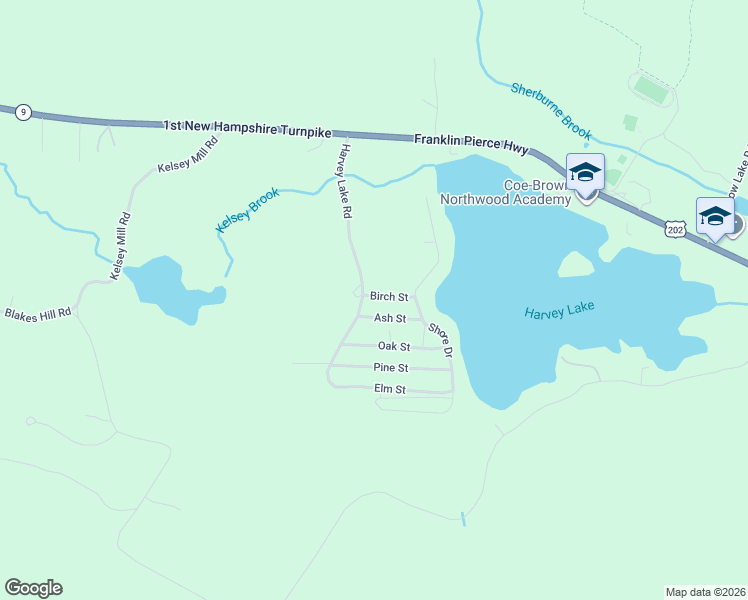 map of restaurants, bars, coffee shops, grocery stores, and more near 6 Birch Street in Northwood