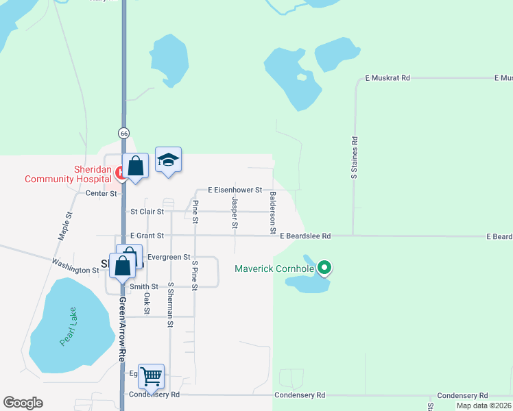 map of restaurants, bars, coffee shops, grocery stores, and more near 511 Saint Clair Street in Sheridan