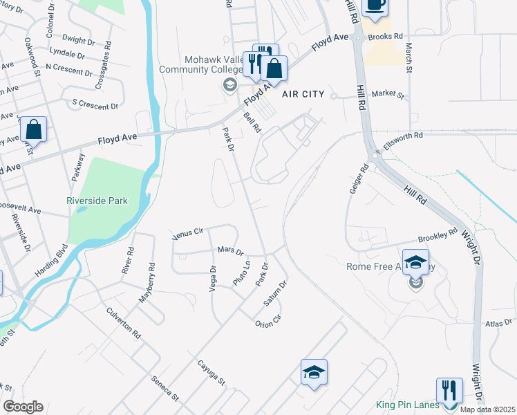 map of restaurants, bars, coffee shops, grocery stores, and more near 147 Cherrywood Lane in Rome