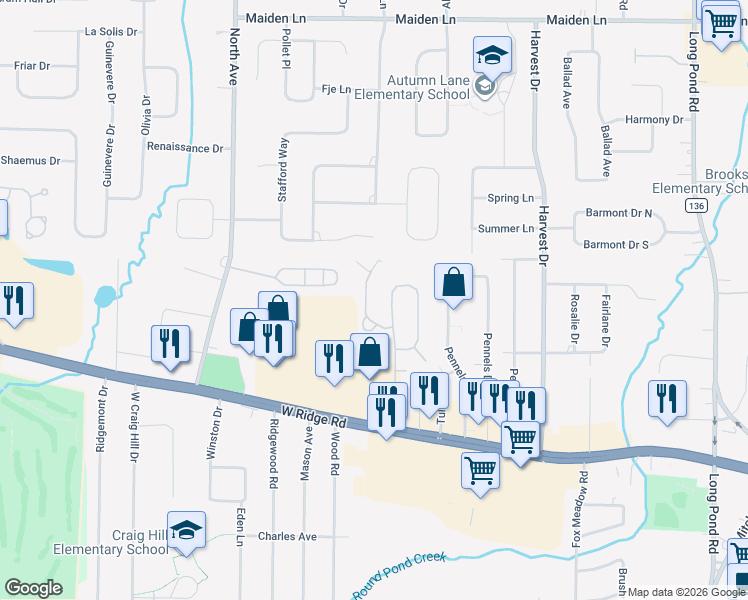 map of restaurants, bars, coffee shops, grocery stores, and more near 44 Flower Dale Circle in Rochester