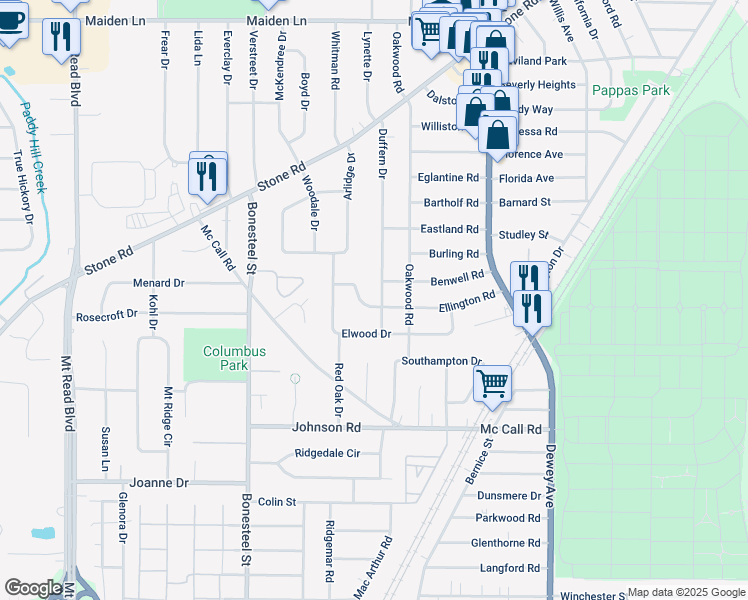 map of restaurants, bars, coffee shops, grocery stores, and more near 10 Duffern Drive in Rochester