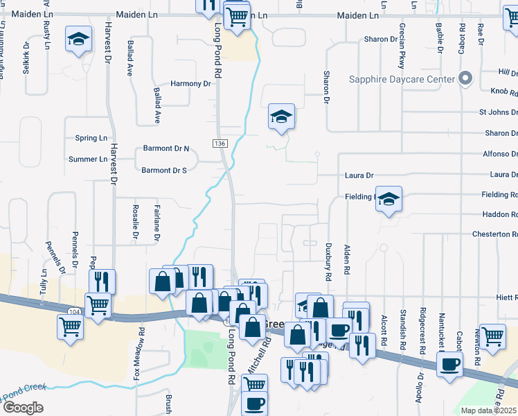 map of restaurants, bars, coffee shops, grocery stores, and more near 83 Demeter Drive in Rochester