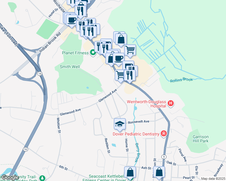 map of restaurants, bars, coffee shops, grocery stores, and more near 9c Glenwood Avenue in Dover