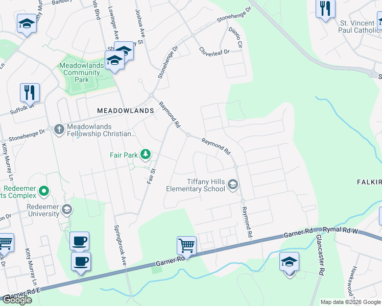 map of restaurants, bars, coffee shops, grocery stores, and more near 135 Vinton Road in Hamilton