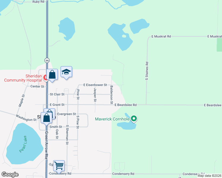 map of restaurants, bars, coffee shops, grocery stores, and more near 511 Saint Clair Street in Sheridan