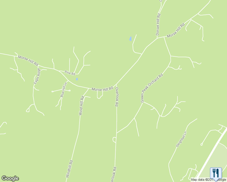 map of restaurants, bars, coffee shops, grocery stores, and more near 50 Overlook Road in Dorset