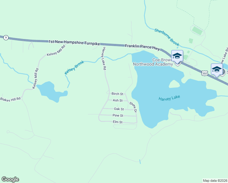 map of restaurants, bars, coffee shops, grocery stores, and more near 6 Birch Street in Northwood