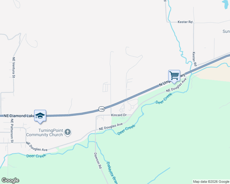 map of restaurants, bars, coffee shops, grocery stores, and more near 250 Pomona Street in Roseburg