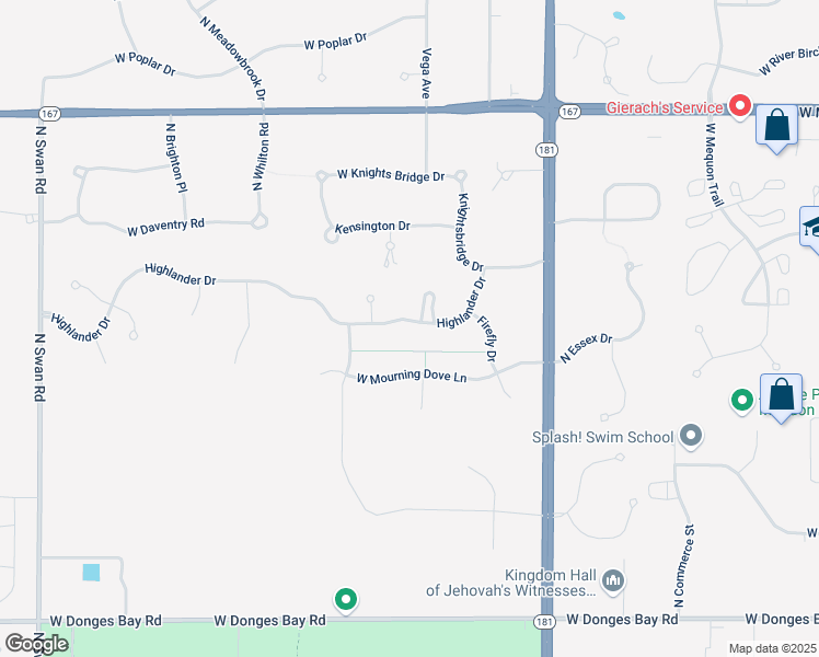 map of restaurants, bars, coffee shops, grocery stores, and more near 8011 Highlander Drive in Mequon