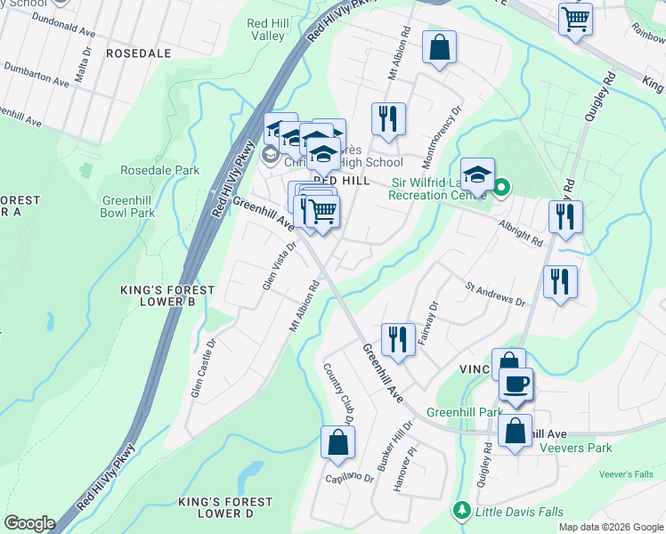 map of restaurants, bars, coffee shops, grocery stores, and more near in Hamilton