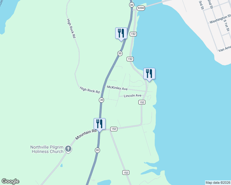 map of restaurants, bars, coffee shops, grocery stores, and more near 103 Adirondack Terrace in Northville
