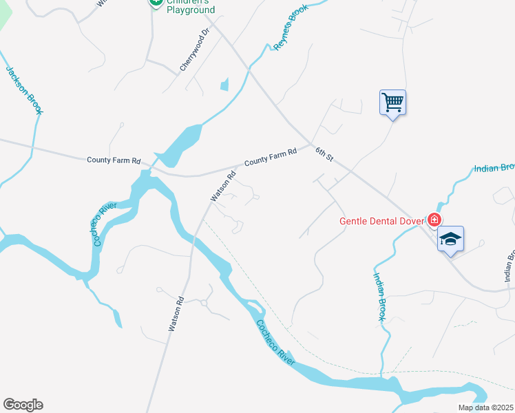 map of restaurants, bars, coffee shops, grocery stores, and more near 201 Watson Road in Dover