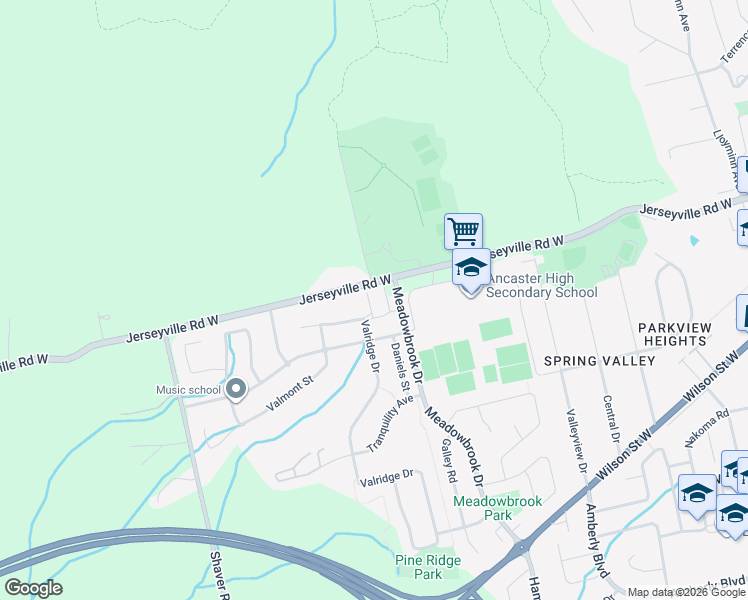 map of restaurants, bars, coffee shops, grocery stores, and more near 81 Valridge Drive in Hamilton