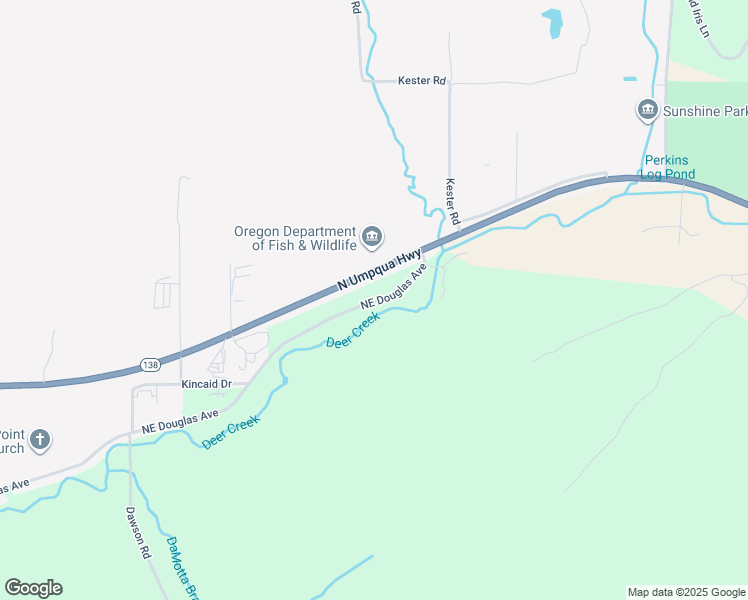 map of restaurants, bars, coffee shops, grocery stores, and more near 4287 Douglas Avenue in Roseburg