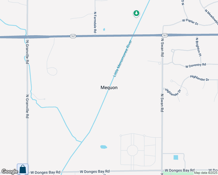 map of restaurants, bars, coffee shops, grocery stores, and more near  in Mequon